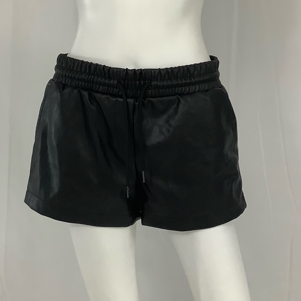 Black Revamped leather shorts